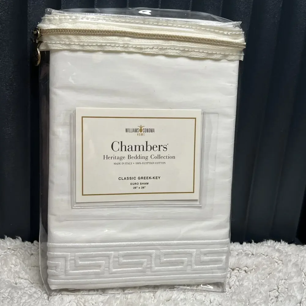 Williams Sonoma Chambers Heritage Bedding Cotton Classic Greek-Key Euro Sham 26”